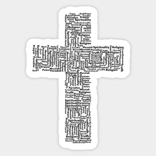 Black Cross word cloud Jesus God truth heaven spirituality Christian design T-Shirt Sticker